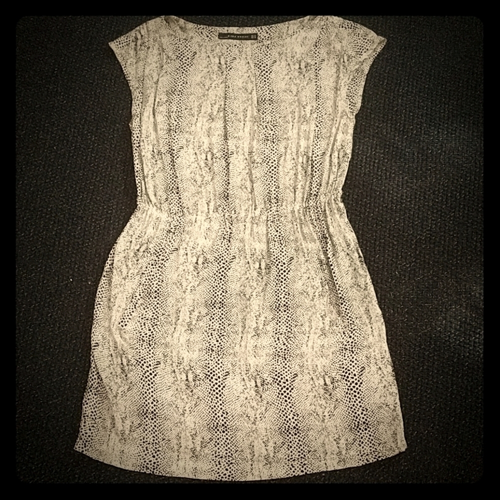 Zara silk black/white animal-print shift dress